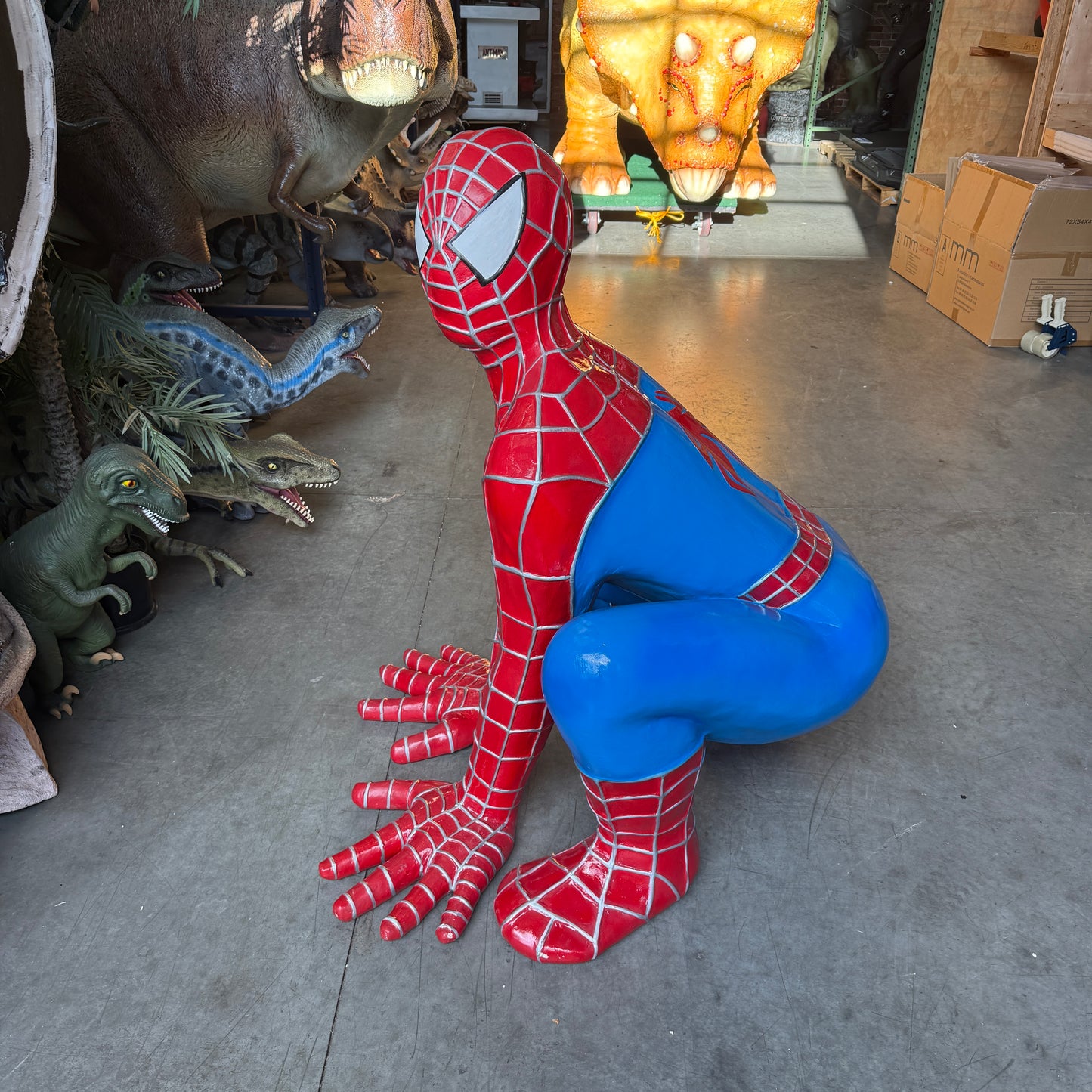 Sticky Super Hero Squatting Life Size Statue
