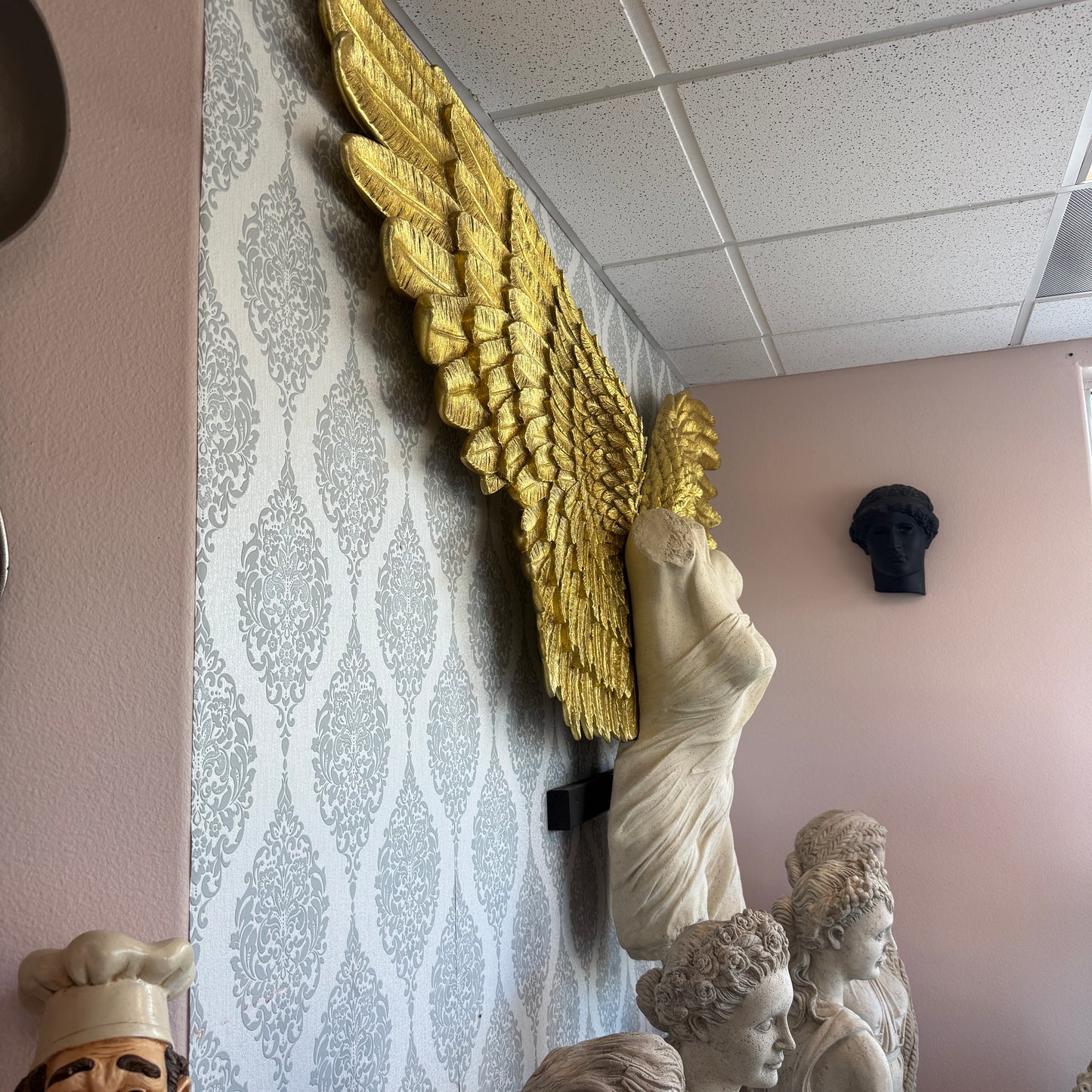 Female Stone Angel Wall Decor Statue