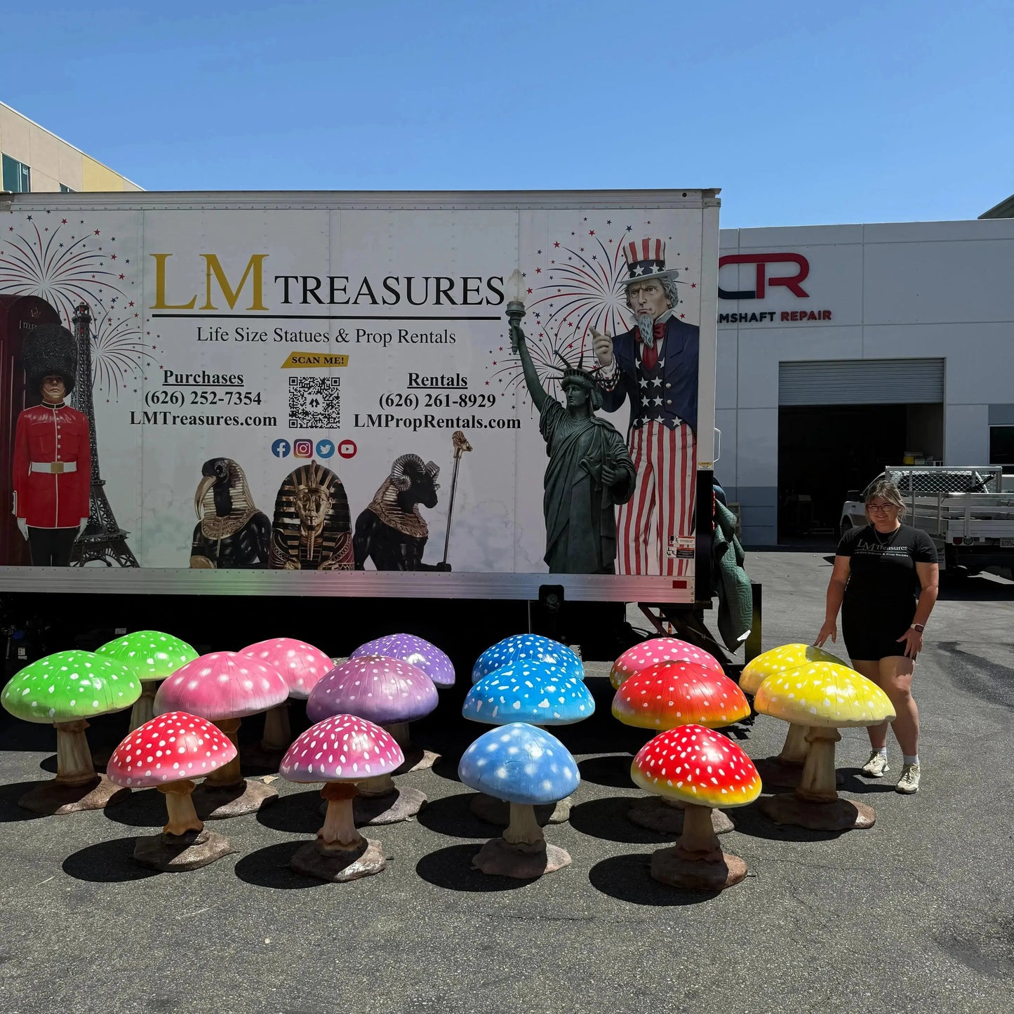 Medium Pink Mushroom Statue M0165P-2101-T