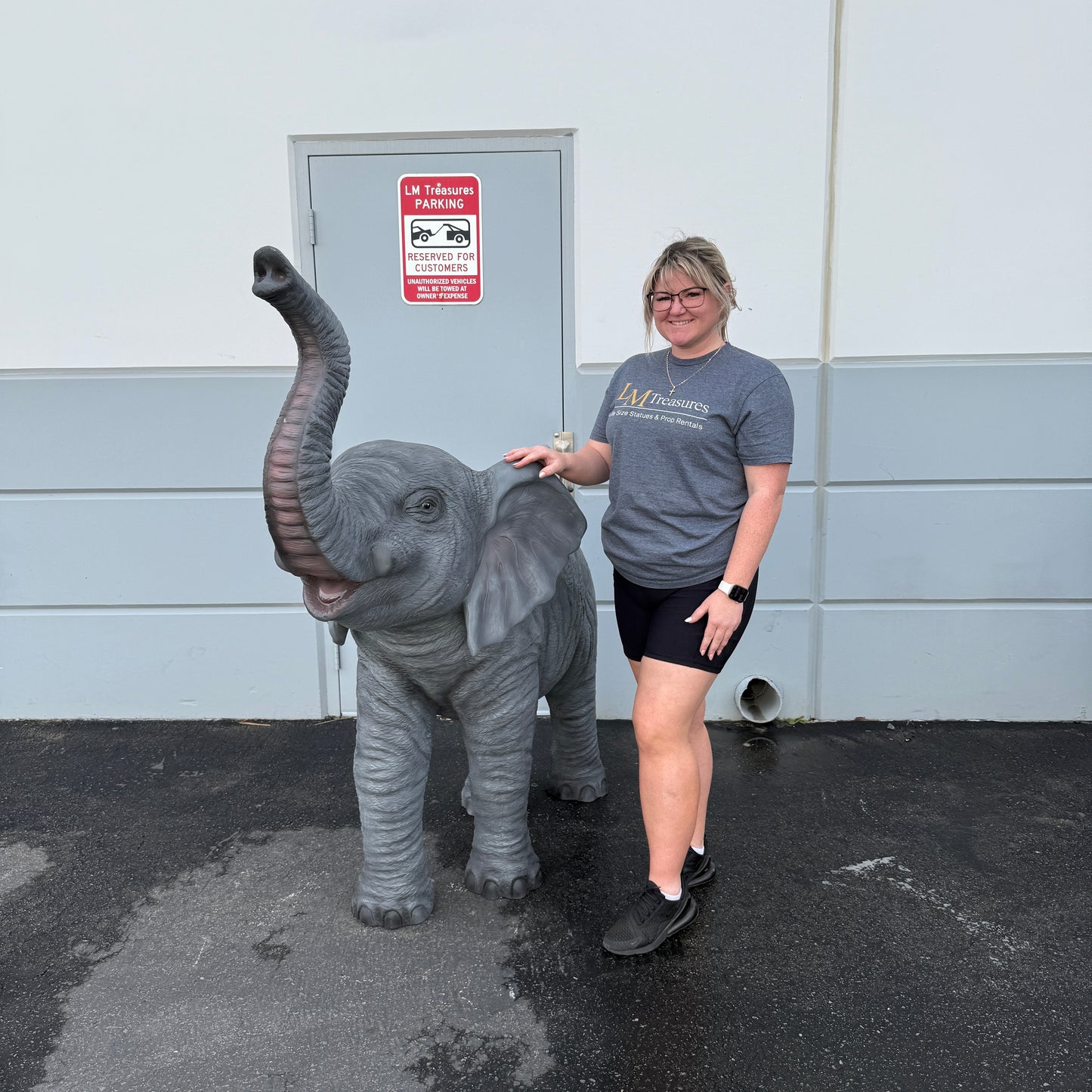 Standing Elephant With Tusks Statue
