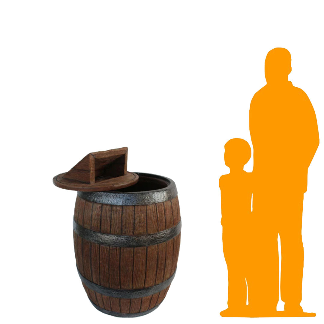 Barrel Trash Can Statue