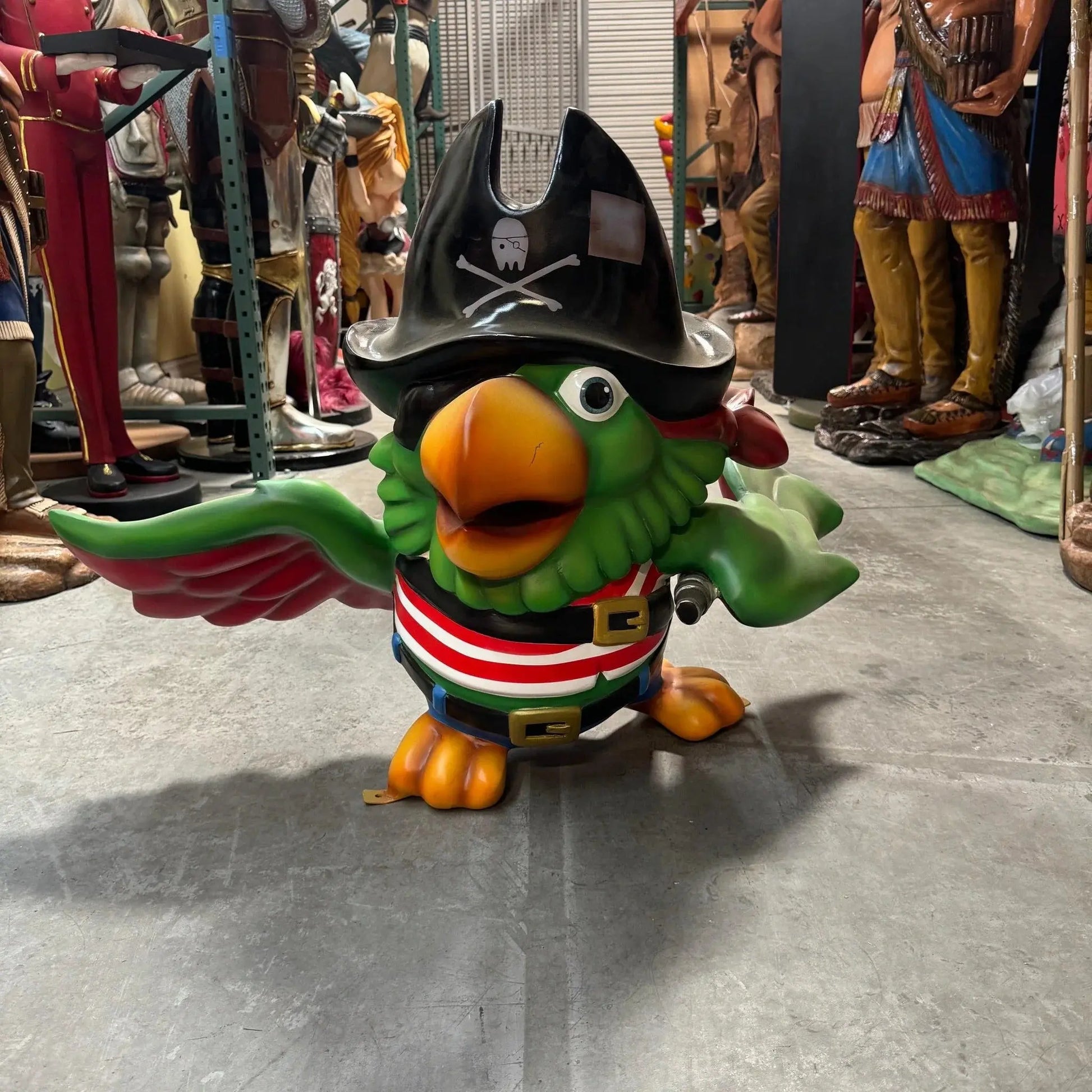 Comic Green Pirate Parrot Statue A0707-6015-T