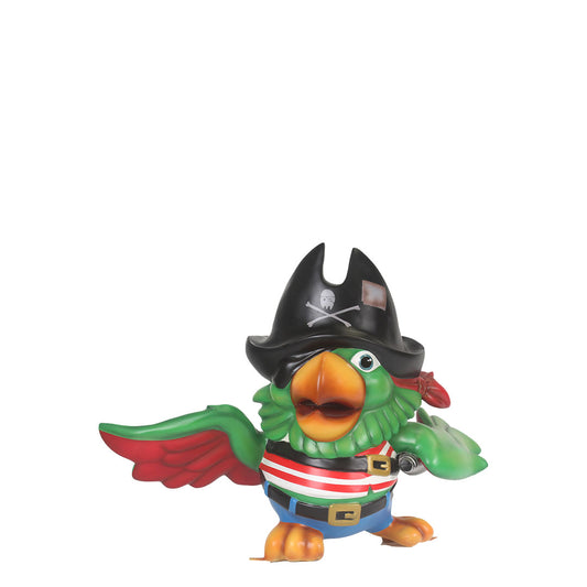 Comic Green Pirate Parrot Statue