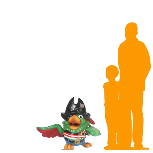 Comic Green Pirate Parrot Statue