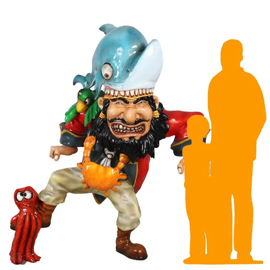 Pirate and Shark Statue LS315-6041-T