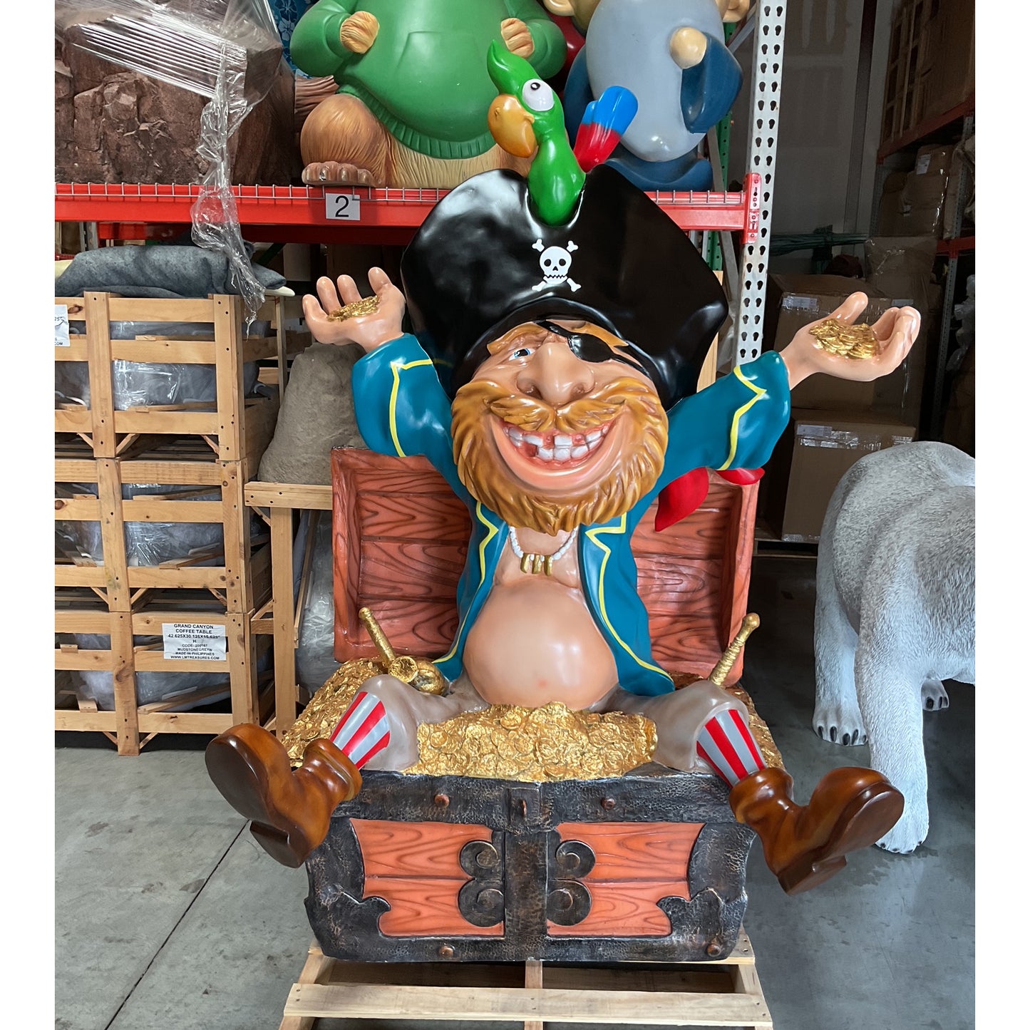 Pirate in Treasure Chest Life Size Statue