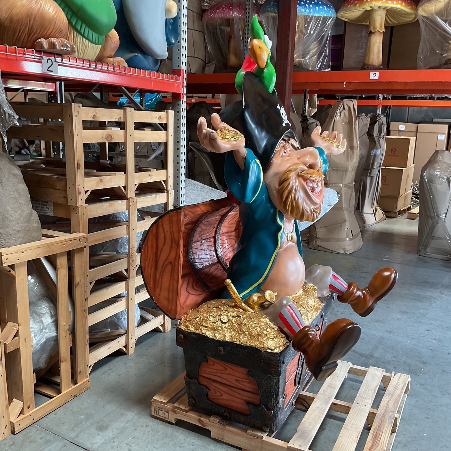 Pirate in Treasure Chest Life Size Statue