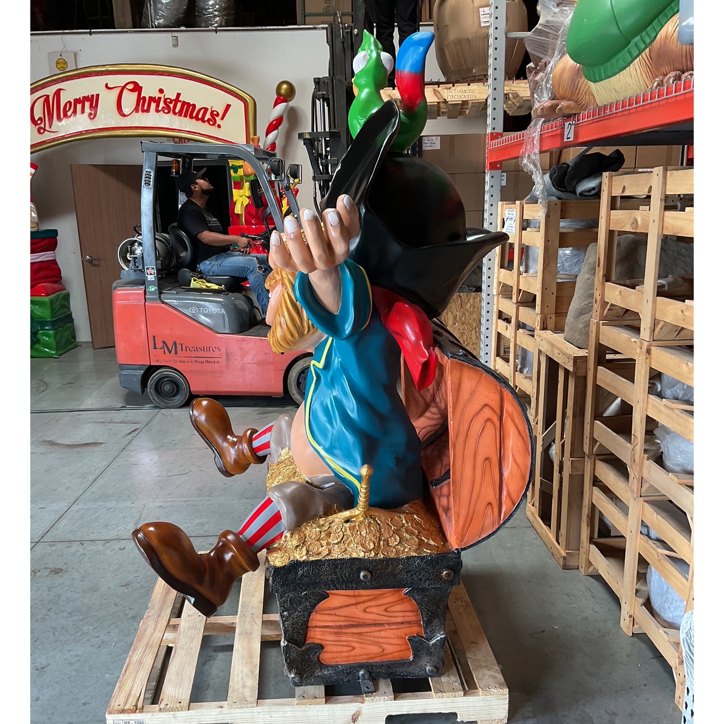 Pirate in Treasure Chest Life Size Statue