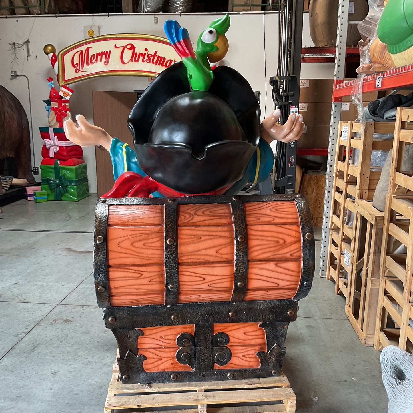 Pirate in Treasure Chest Life Size Statue