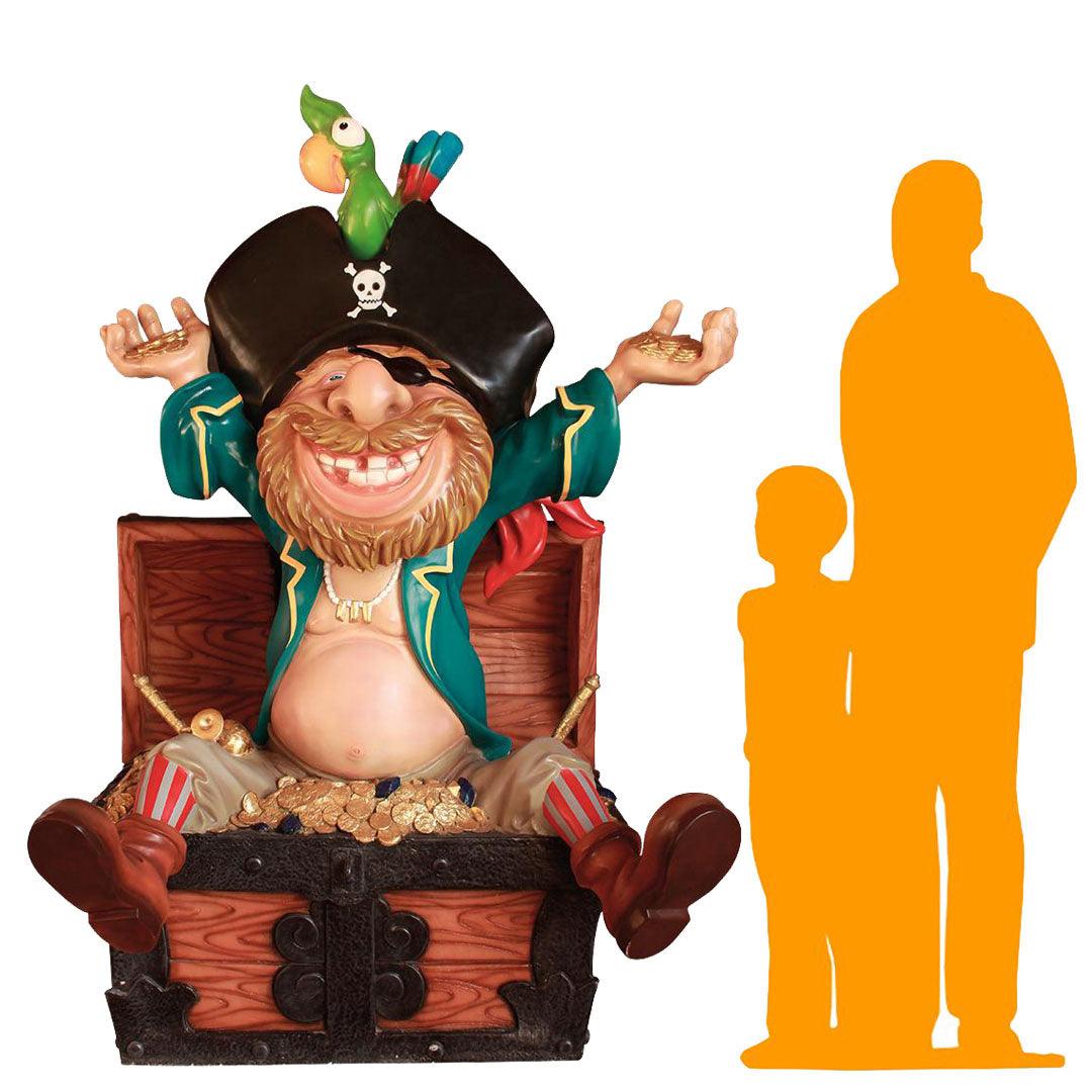 Pirate in Treasure Chest Life Size Statue