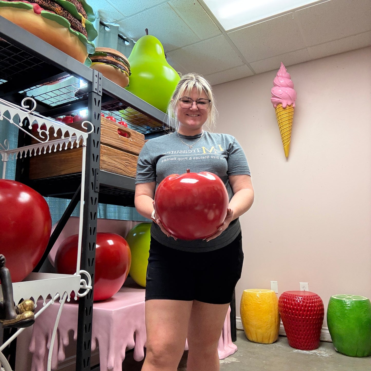 Small Red Apple Statue