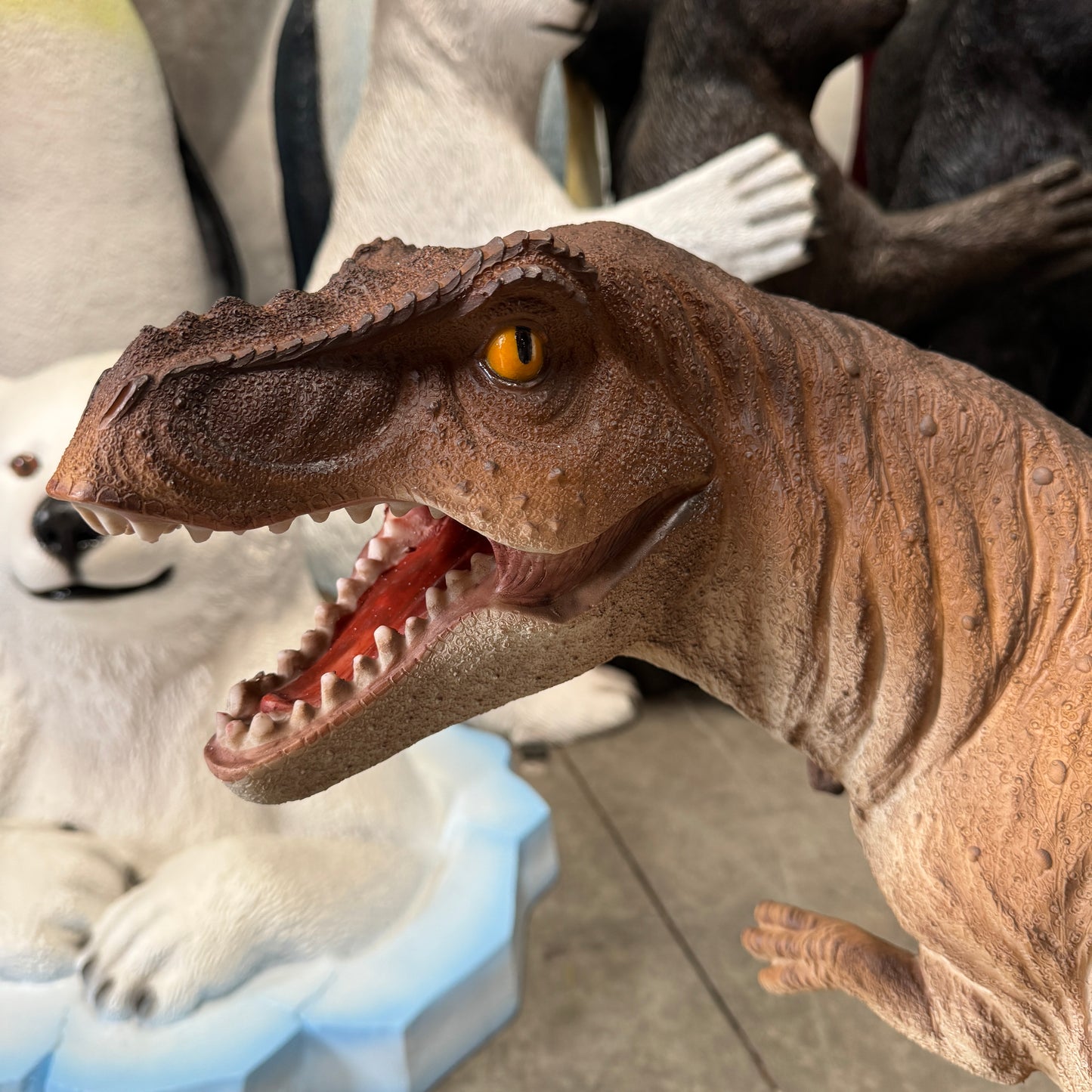 Small Brown T-Rex Dinosaur Statue