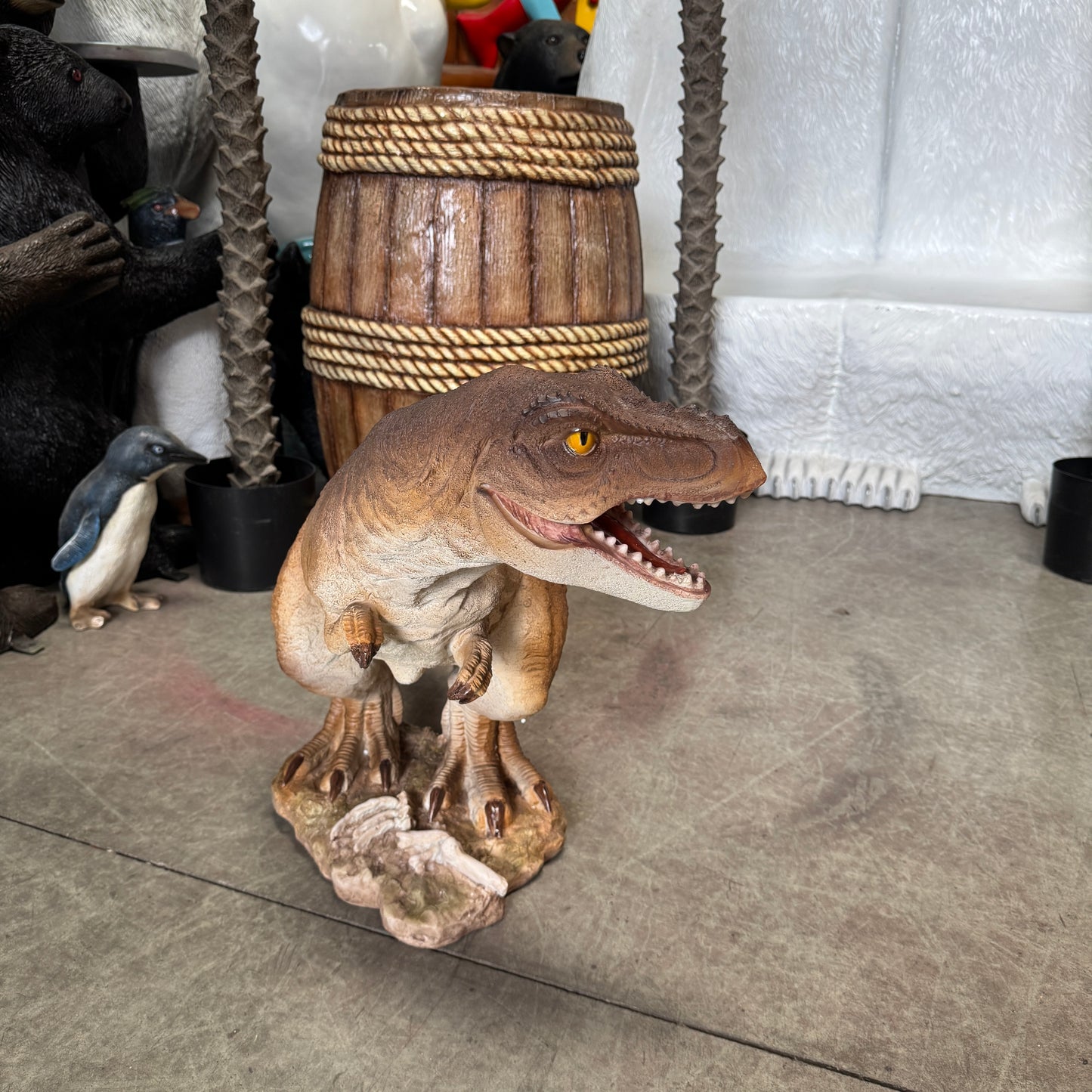 Small Brown T-Rex Dinosaur Statue