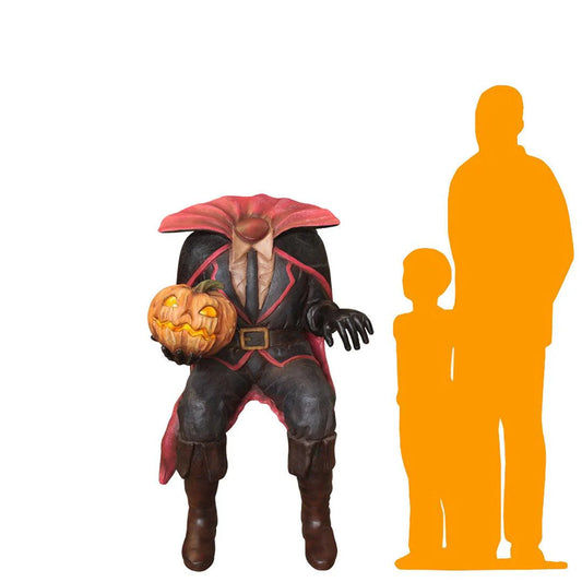 Headless Pumpkin Man Sitting Statue