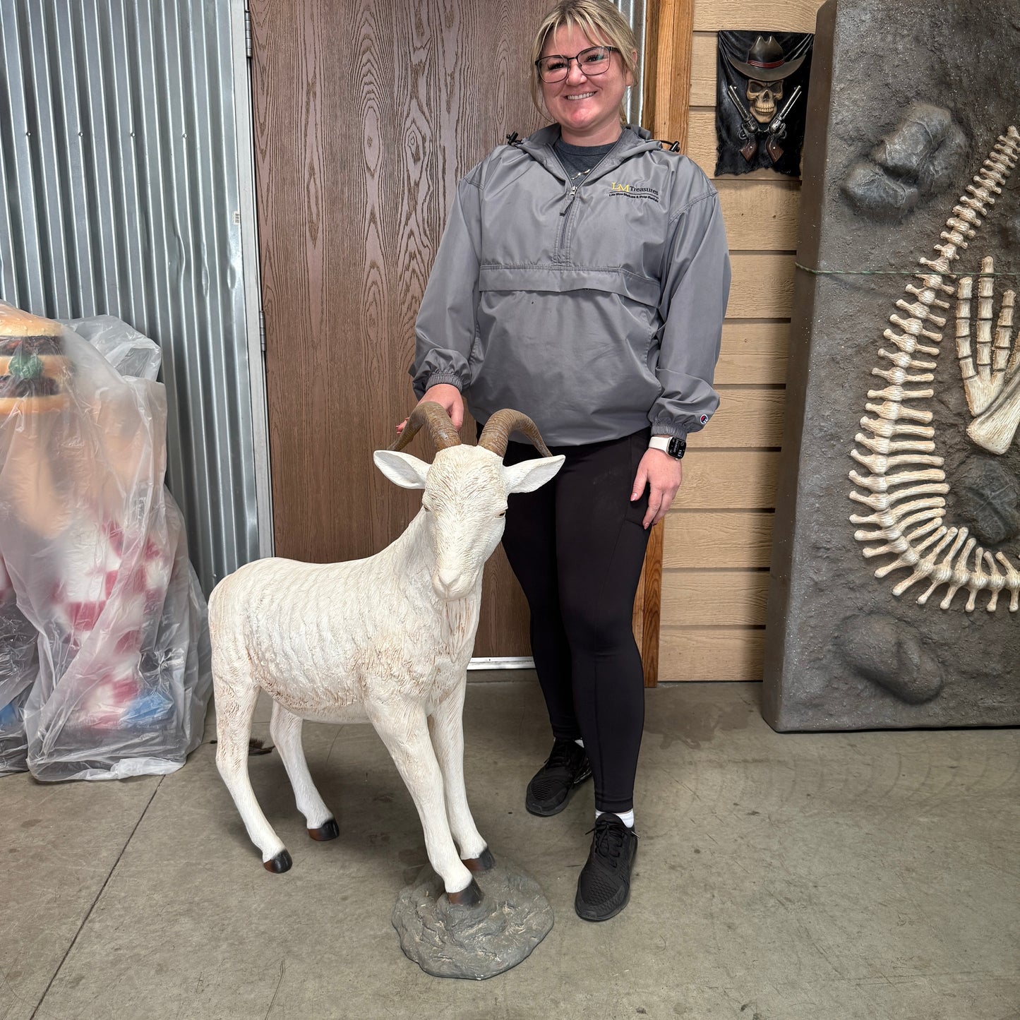 Cream Billy Goat Statue