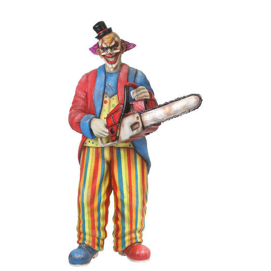 Scary Clown With Chainsaw Statue - LM Treasures Prop Rentals