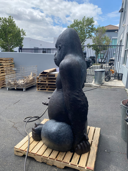Large Silver Back Gorilla Statue