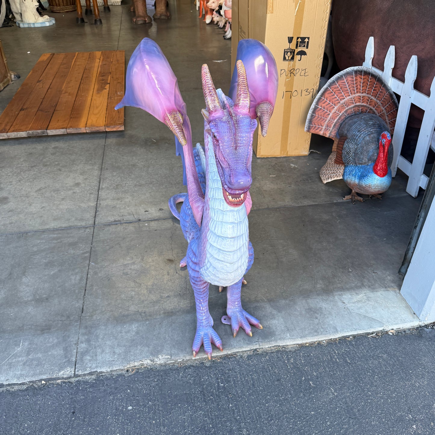 Small Purple Dragon Standing Statue