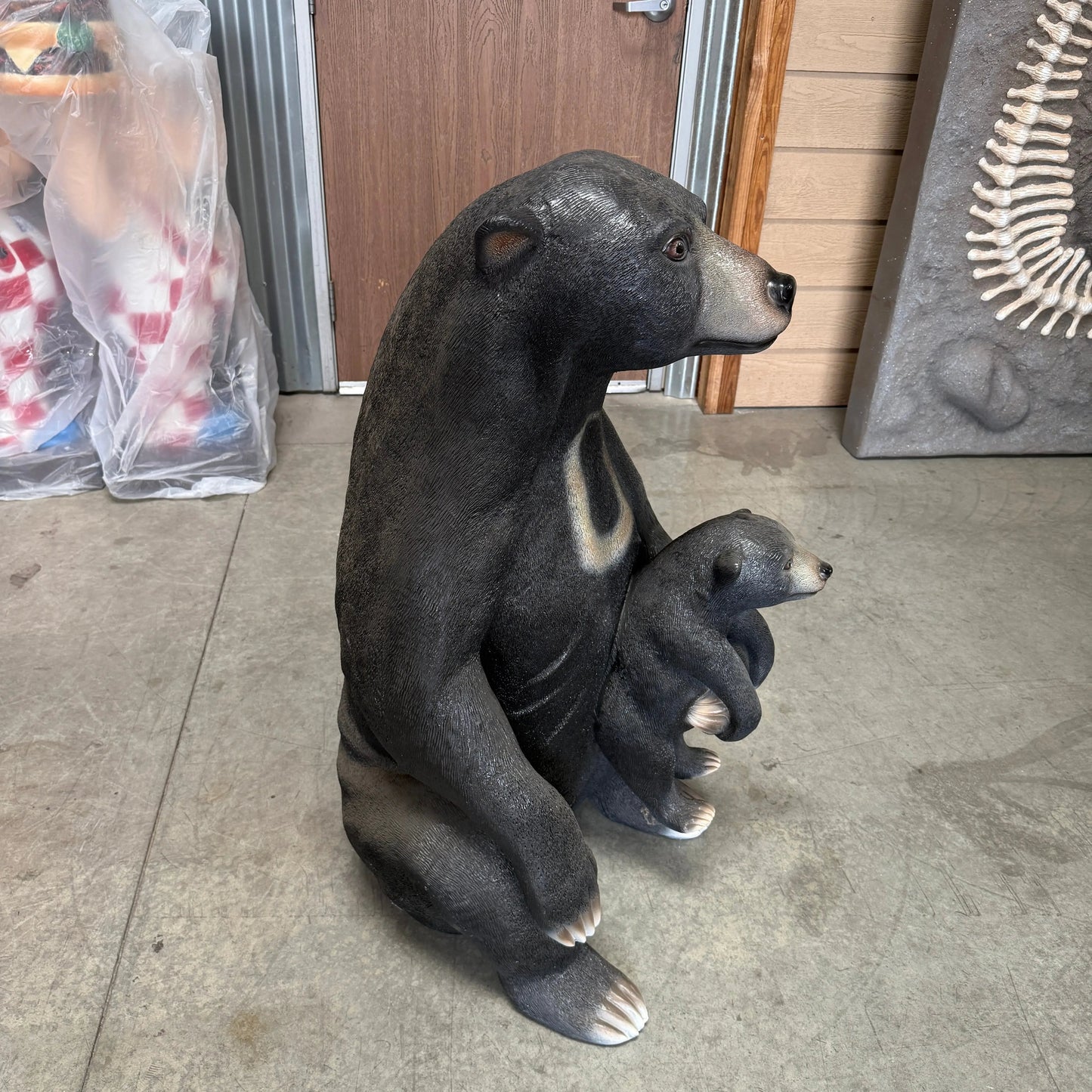 Sun Bear with Cub Statue A0496-150205-H