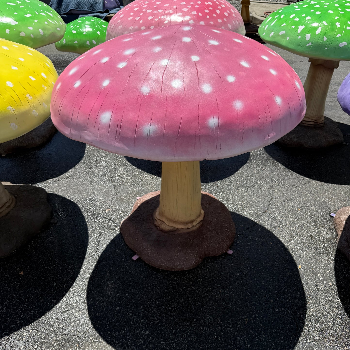 Large Pink Mushroom Statue