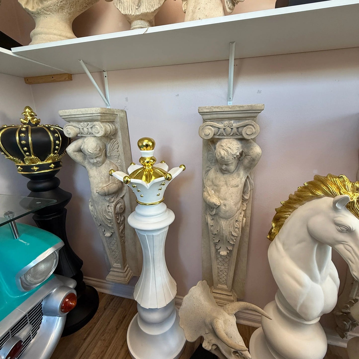 Stone Cherub Column Set of 2 F0138-010701-H