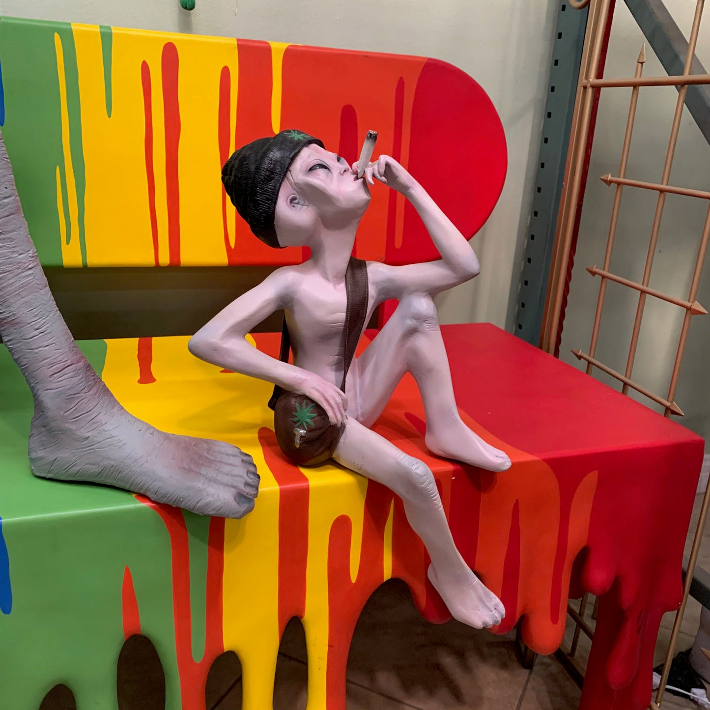 Smoking Alien Sitting Statue