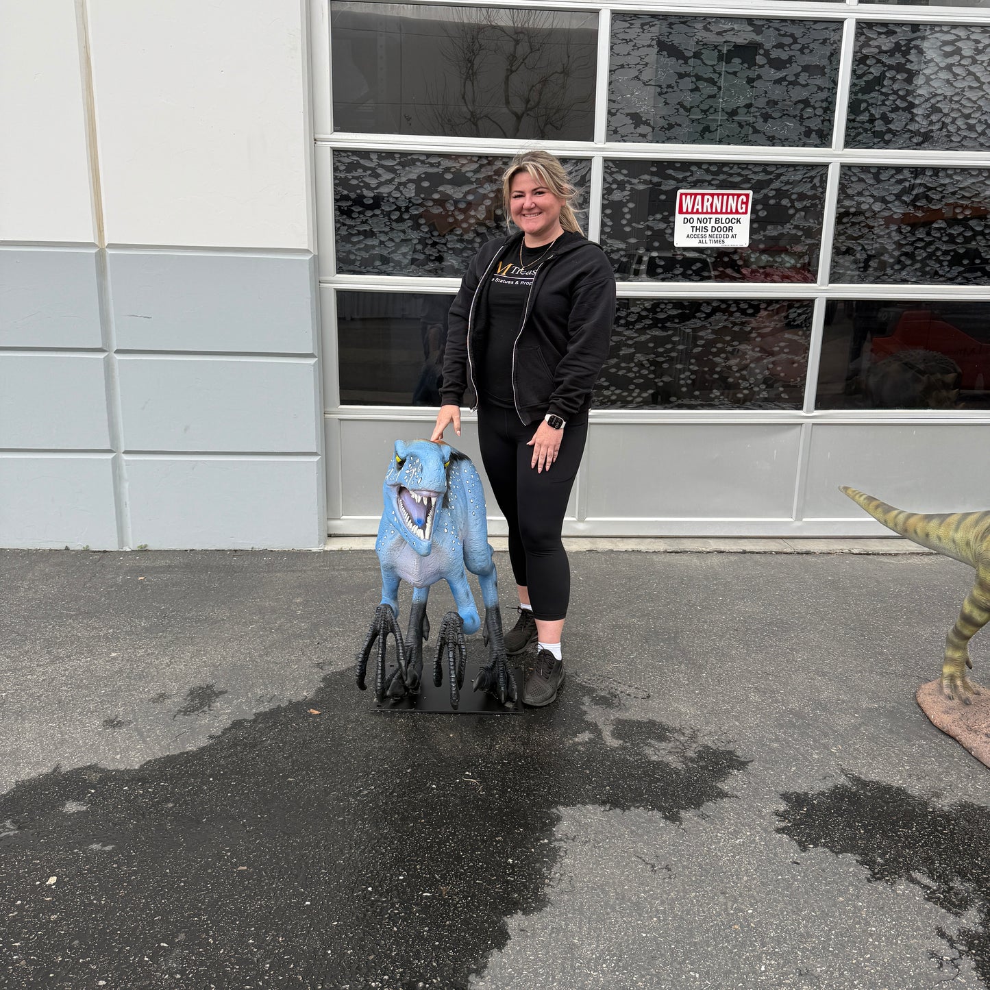 Blue Deinonychus Dinosaur Statue