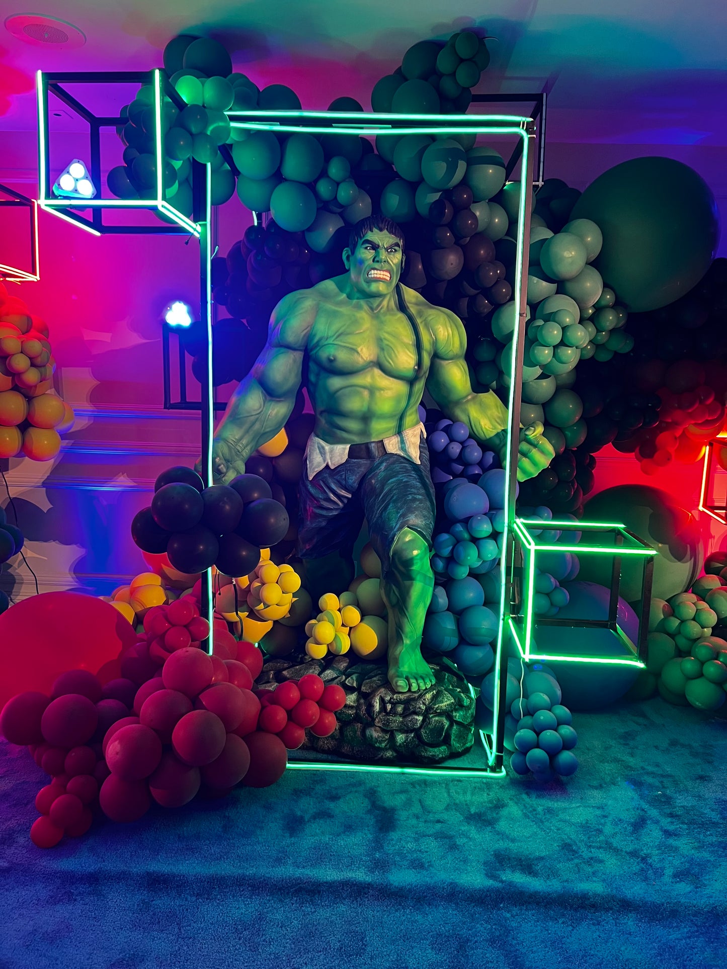 Angry Green Man Standing Super Hero Statue