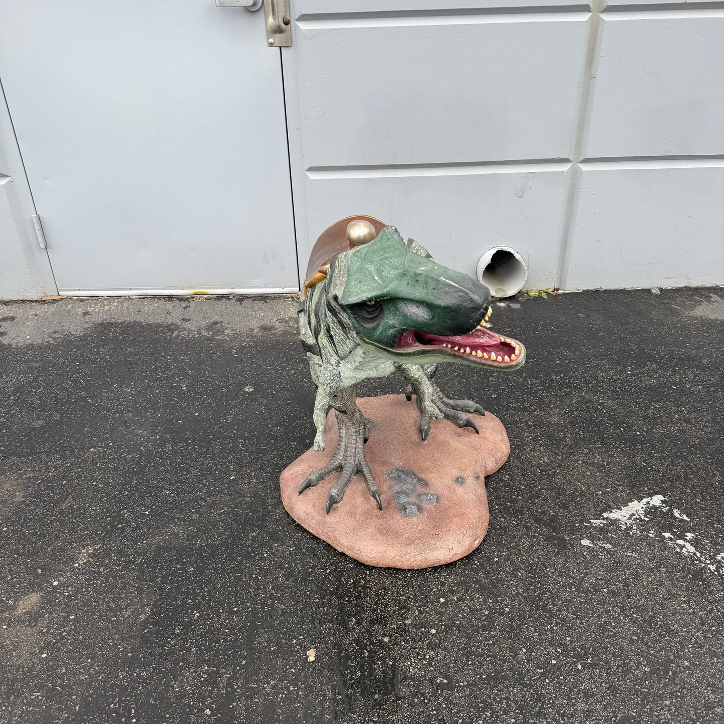 Small T-Rex Dinosaur With Saddle Statue