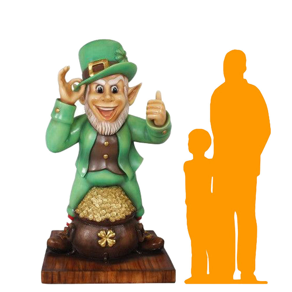 Leprechaun With Gold Life Size Statue