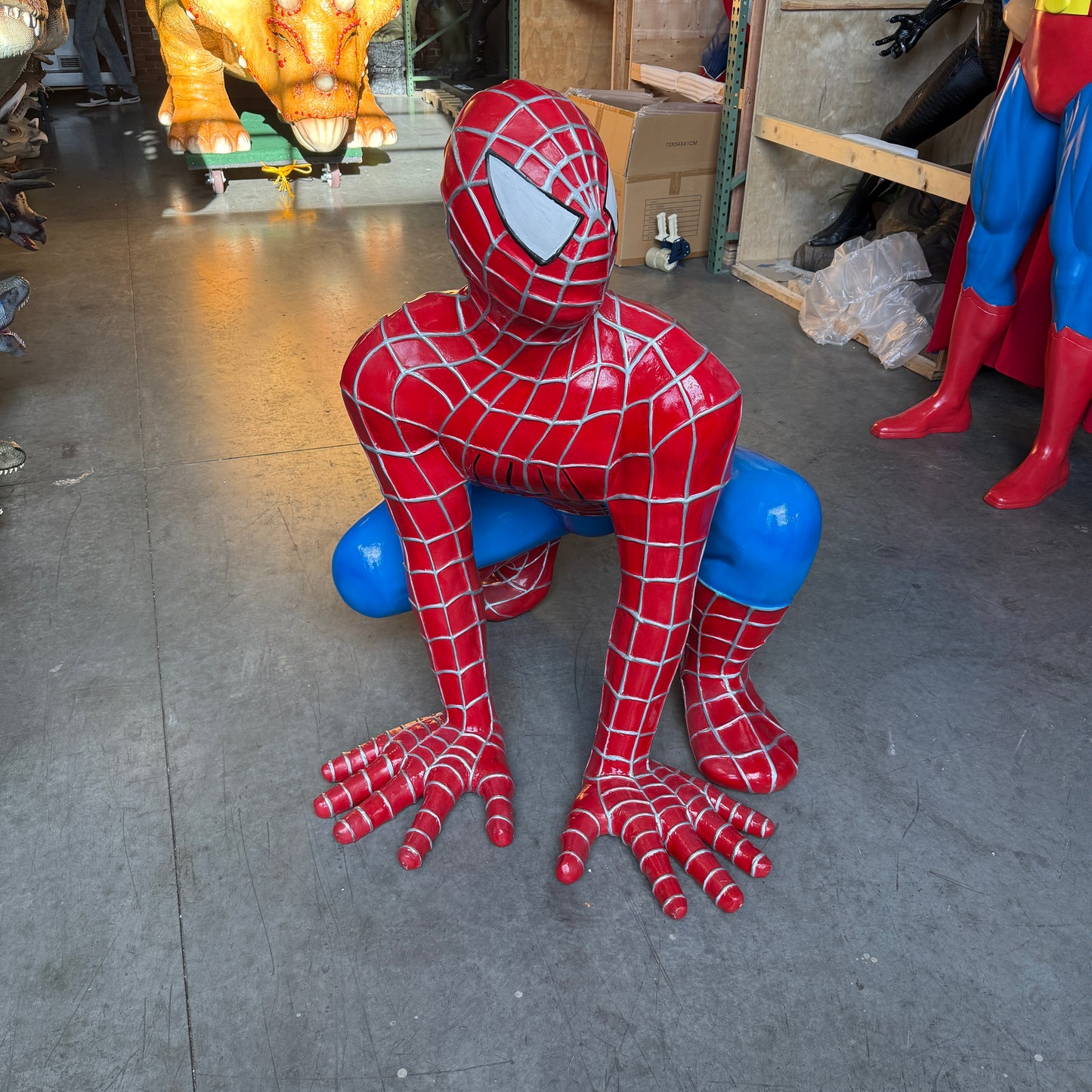 Sticky Super Hero Squatting Life Size Statue