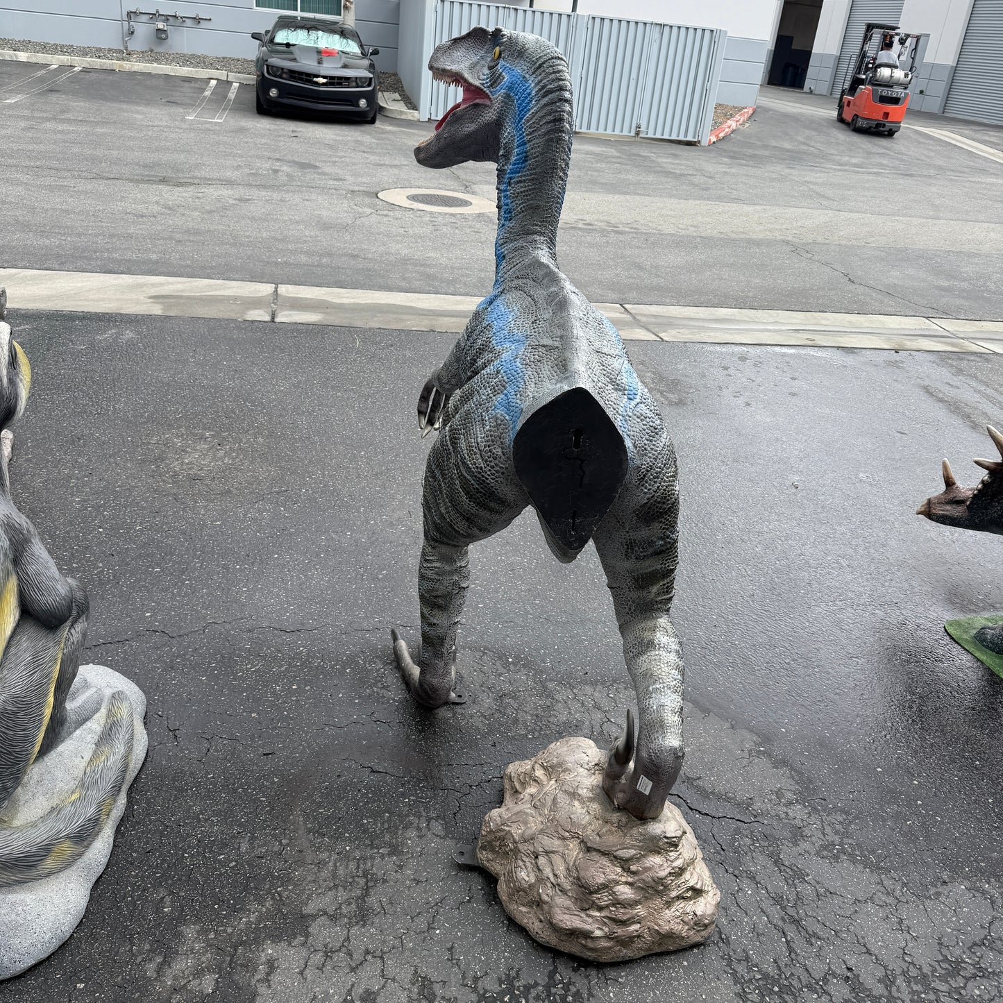Blue Velociraptor Dinosaur Statue