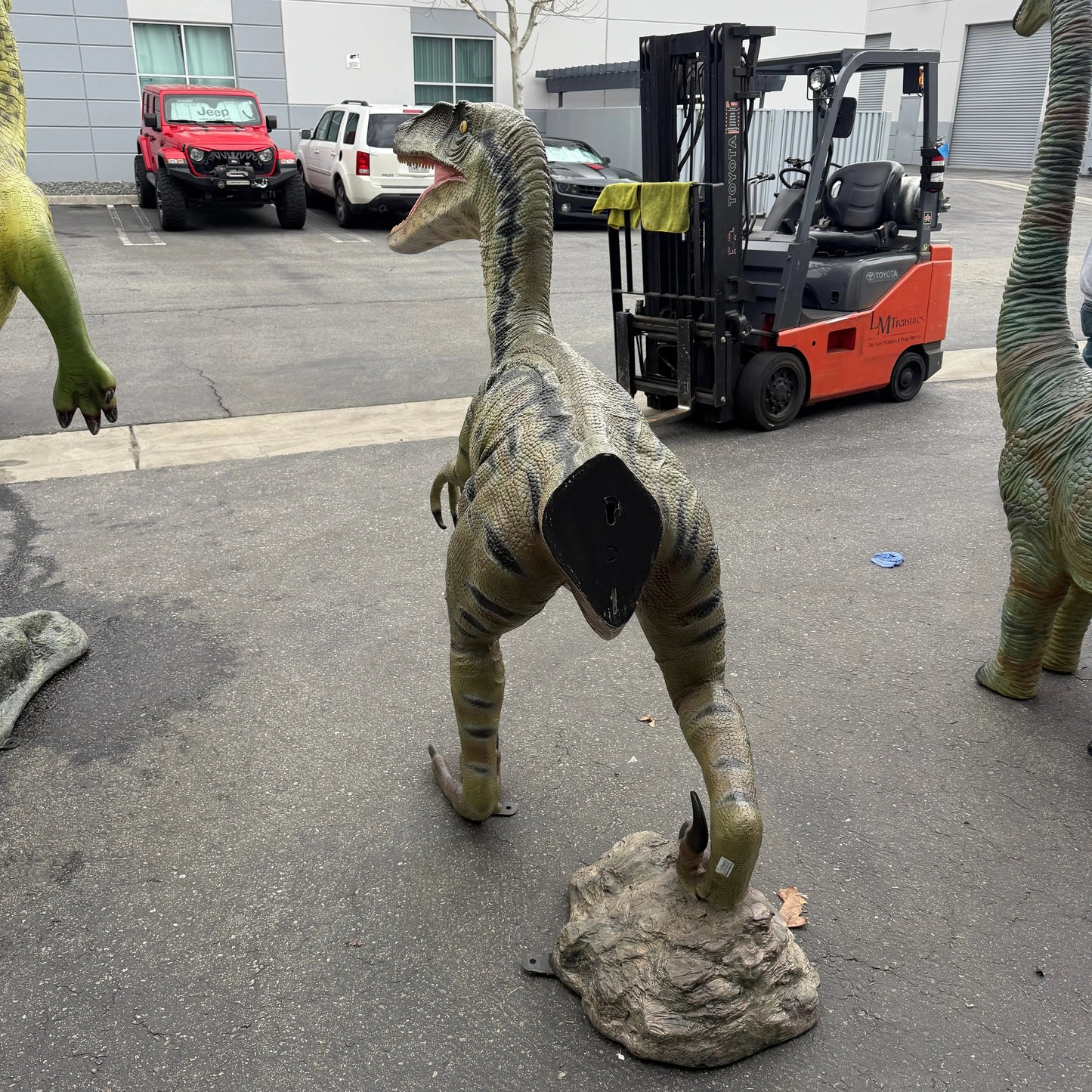 Green Velociraptor Dinosaur Statue A0275G-110015-H