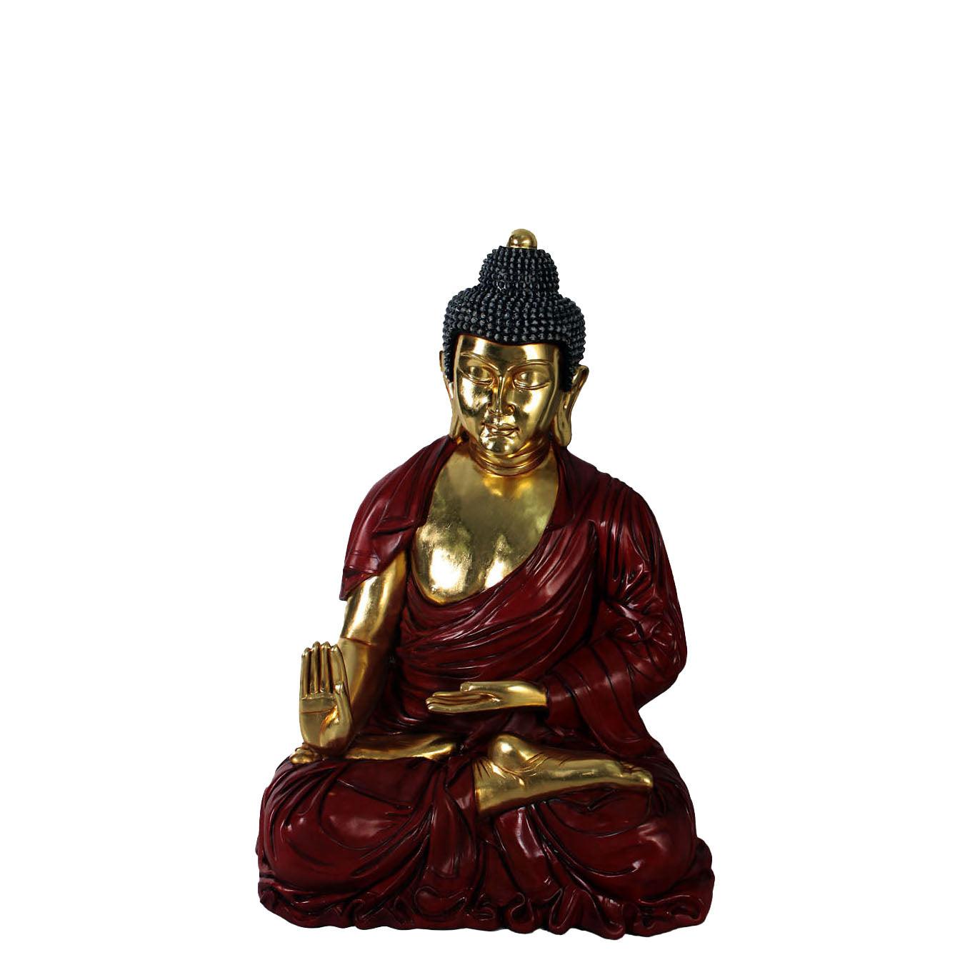 Sitting Gold and Red Buddha Statue - LM Treasures Prop Rentals
