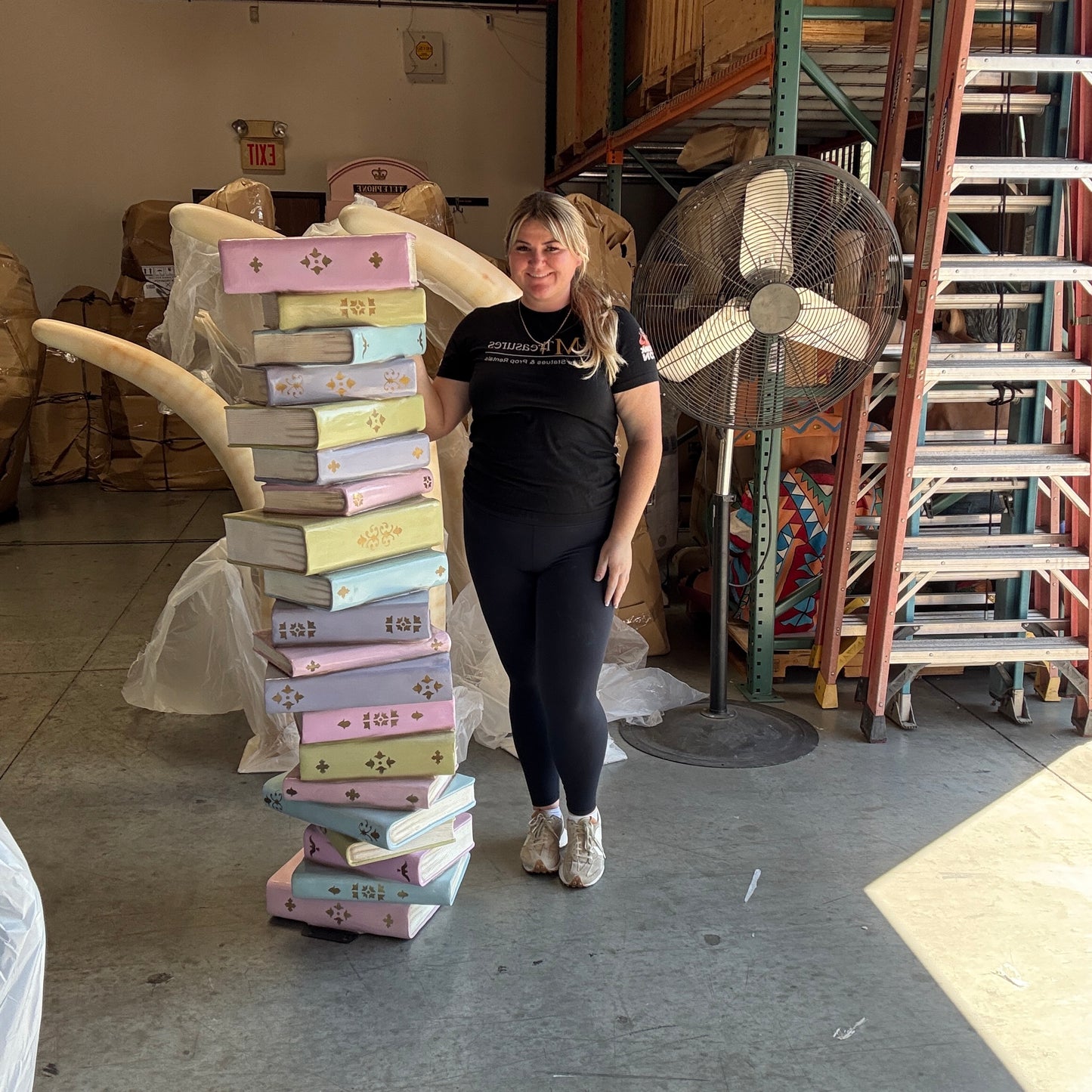 Large Stacked Books Statue