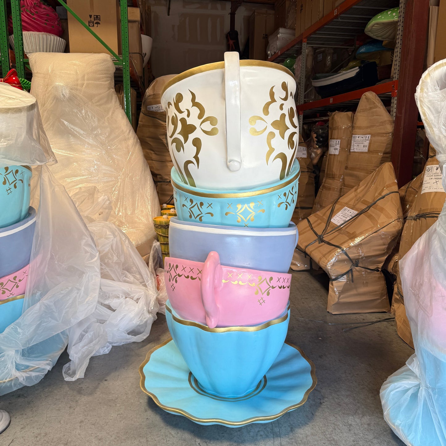 Large Stacked Teacups Statue R0397L-ABG-A