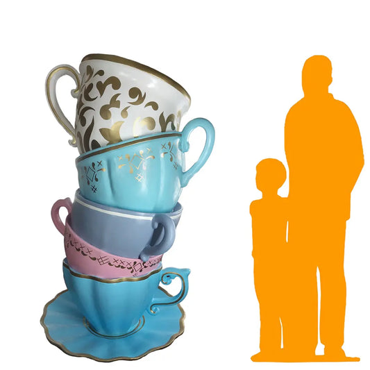 Large Stacked Teacups Statue R0397L-ABG-A