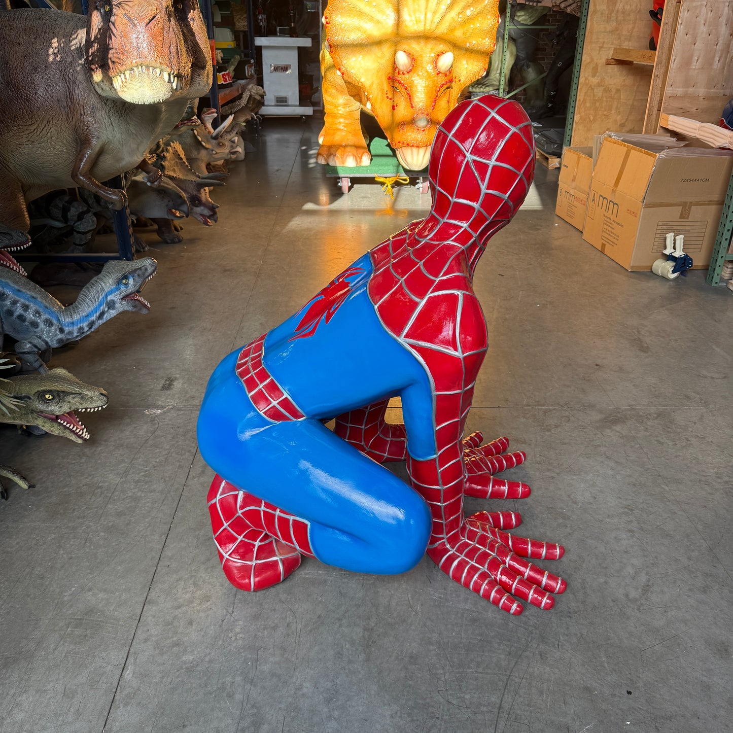 Sticky Super Hero Squatting Life Size Statue