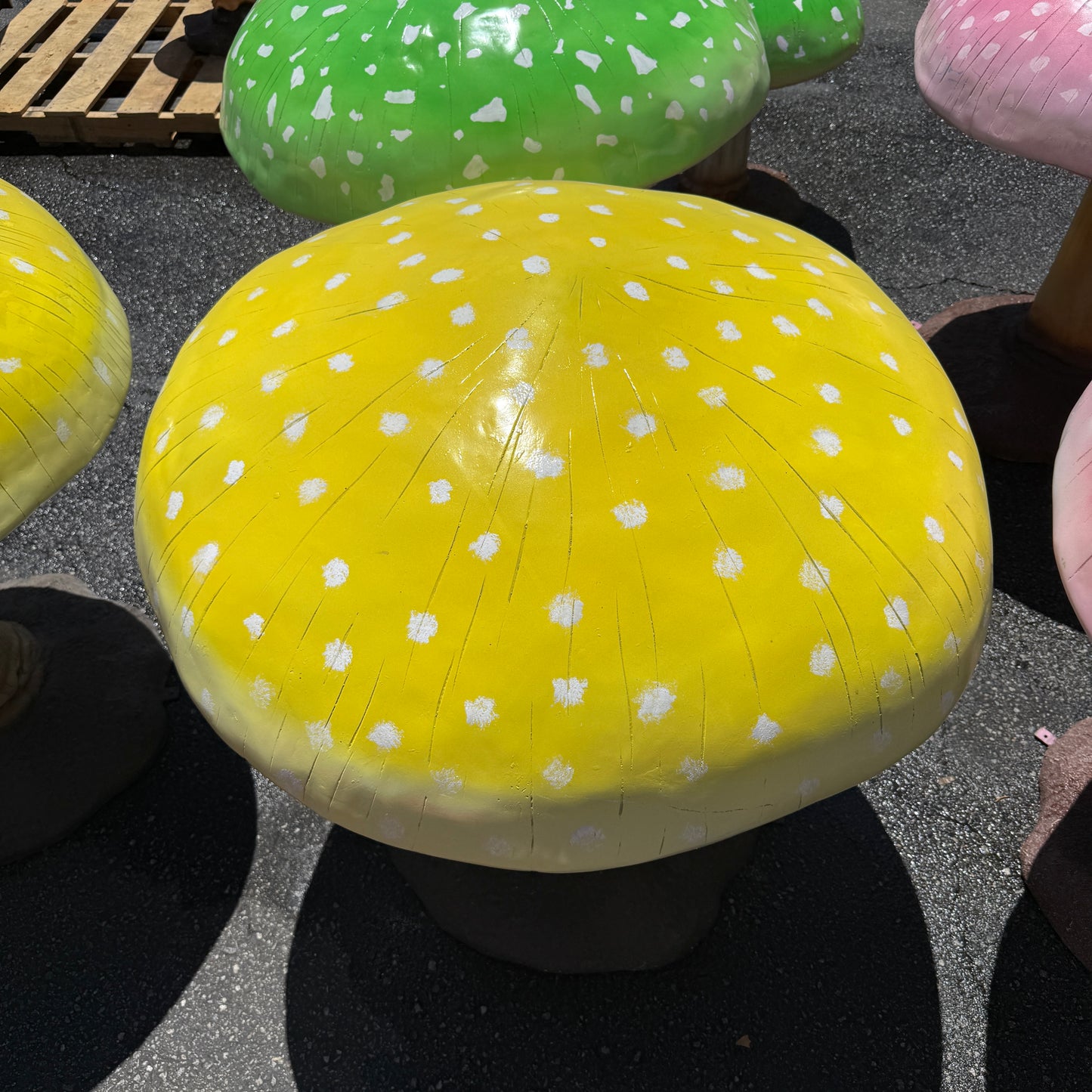 Large Yellow Mushroom Statue