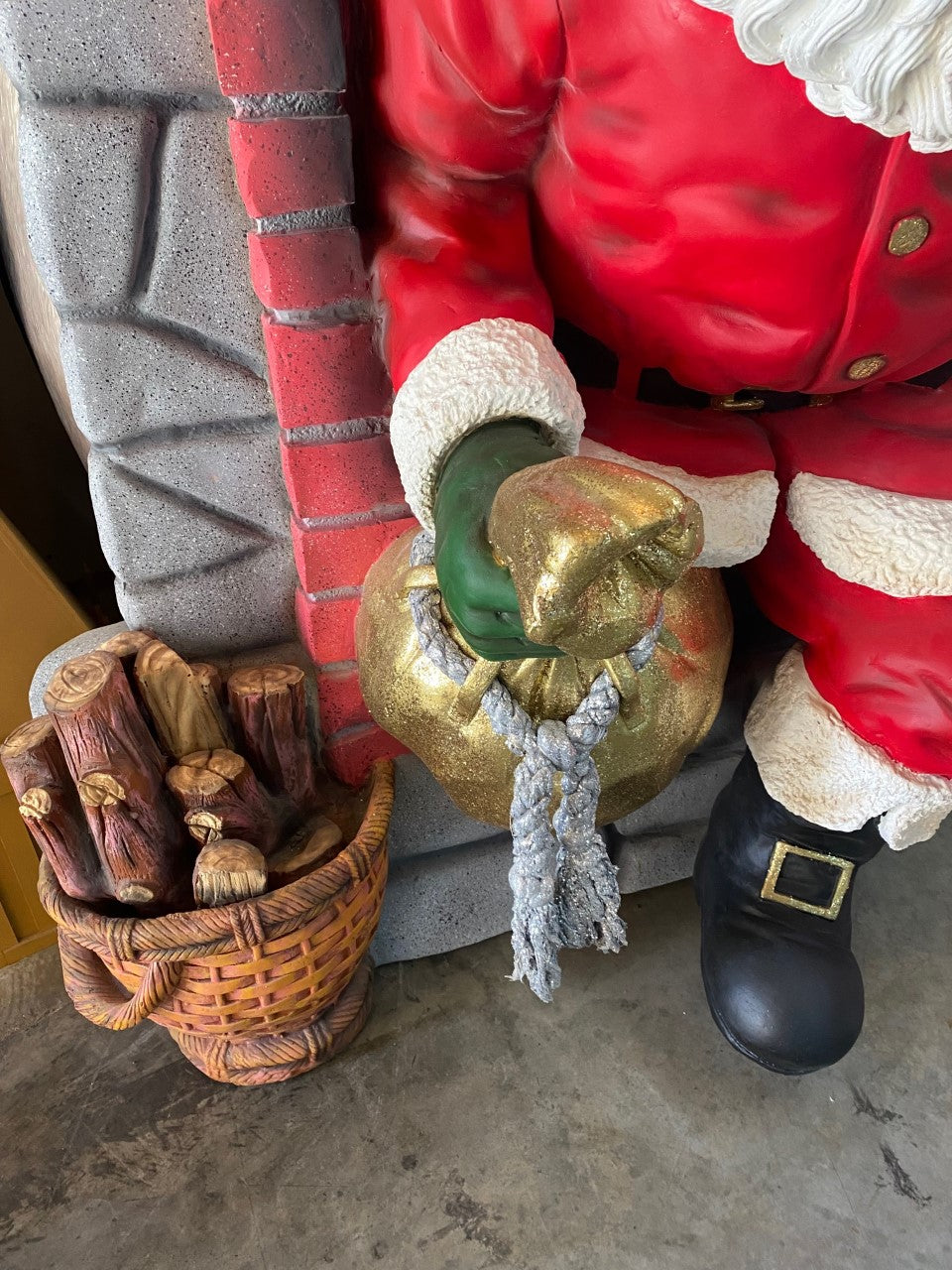 Santa Climbing Chimney Statue