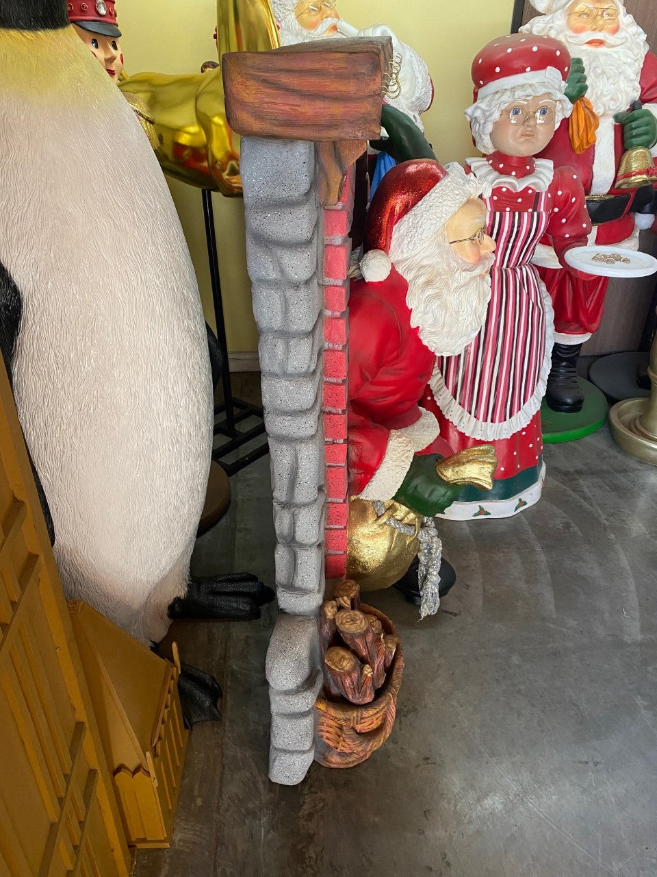 Santa Climbing Chimney Statue