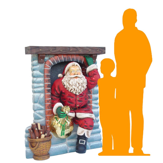 Santa Climbing Chimney Statue