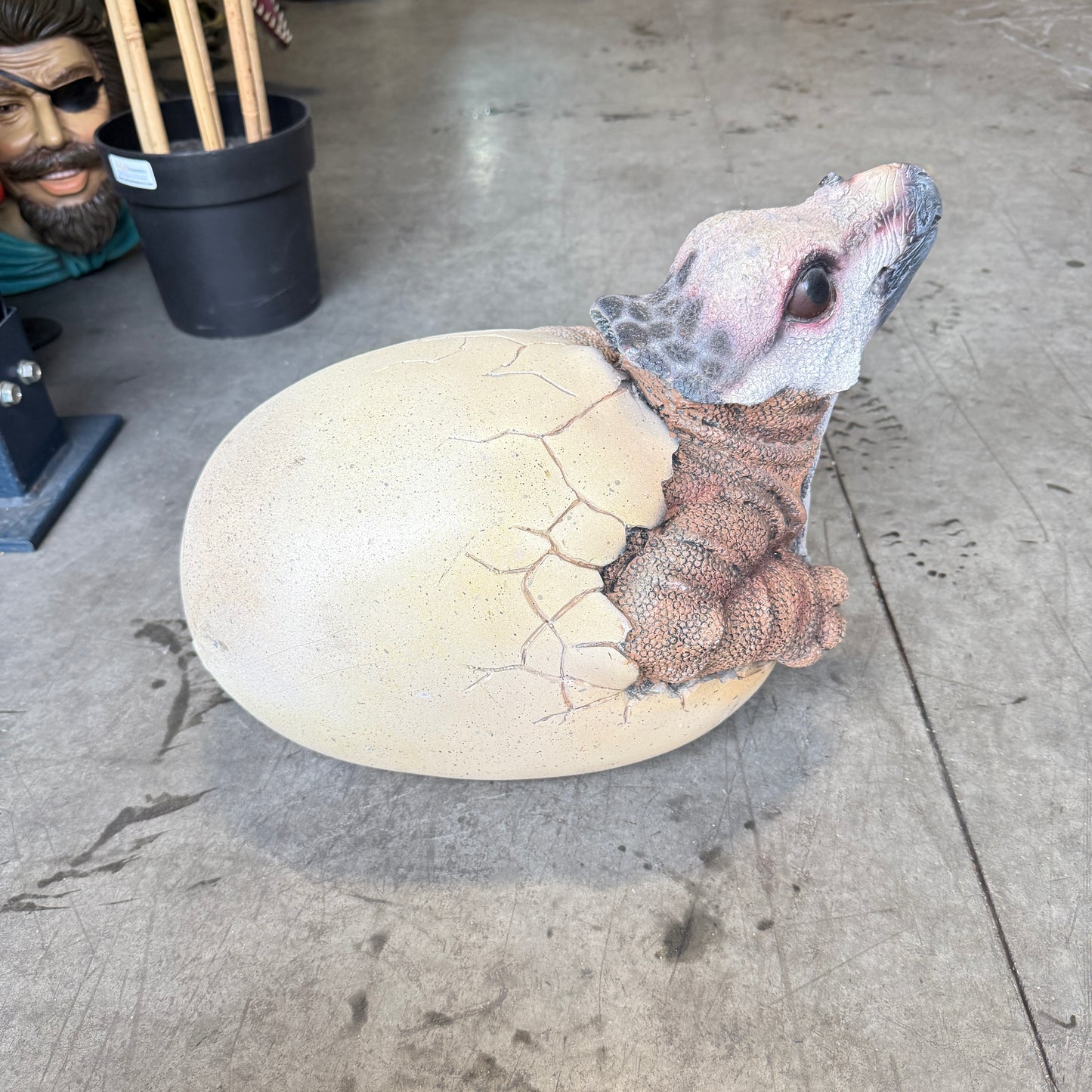 Hatching Triceratops Dinosaur Egg Statue