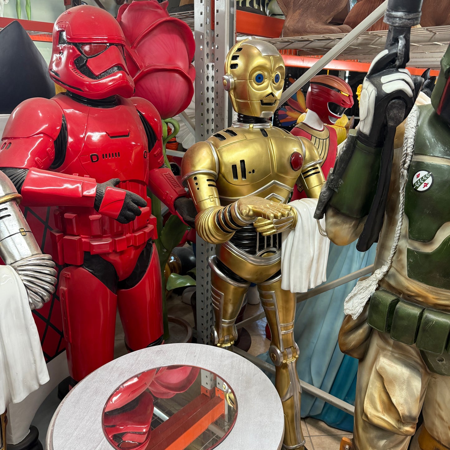 Gold Android Robot Butler Statue