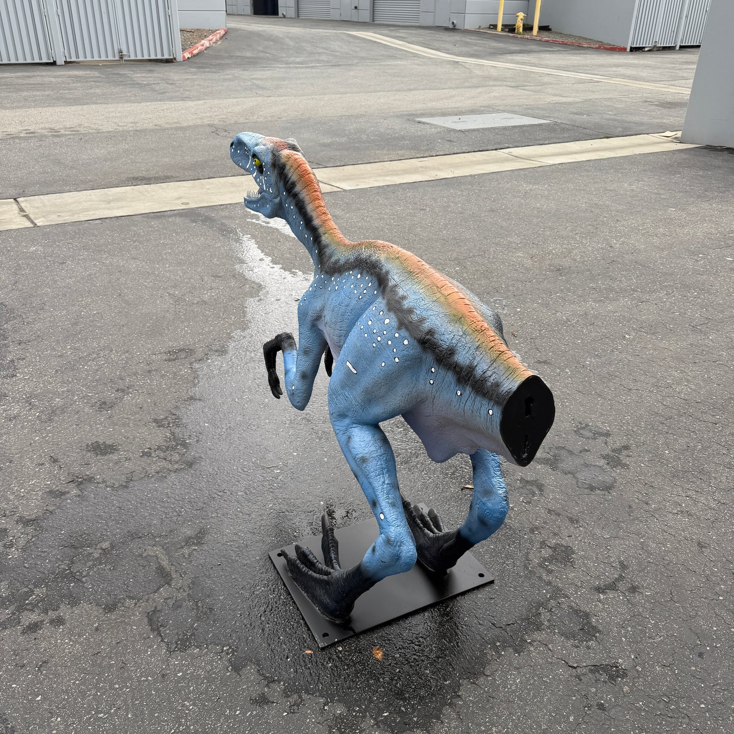 Blue Deinonychus Dinosaur Statue