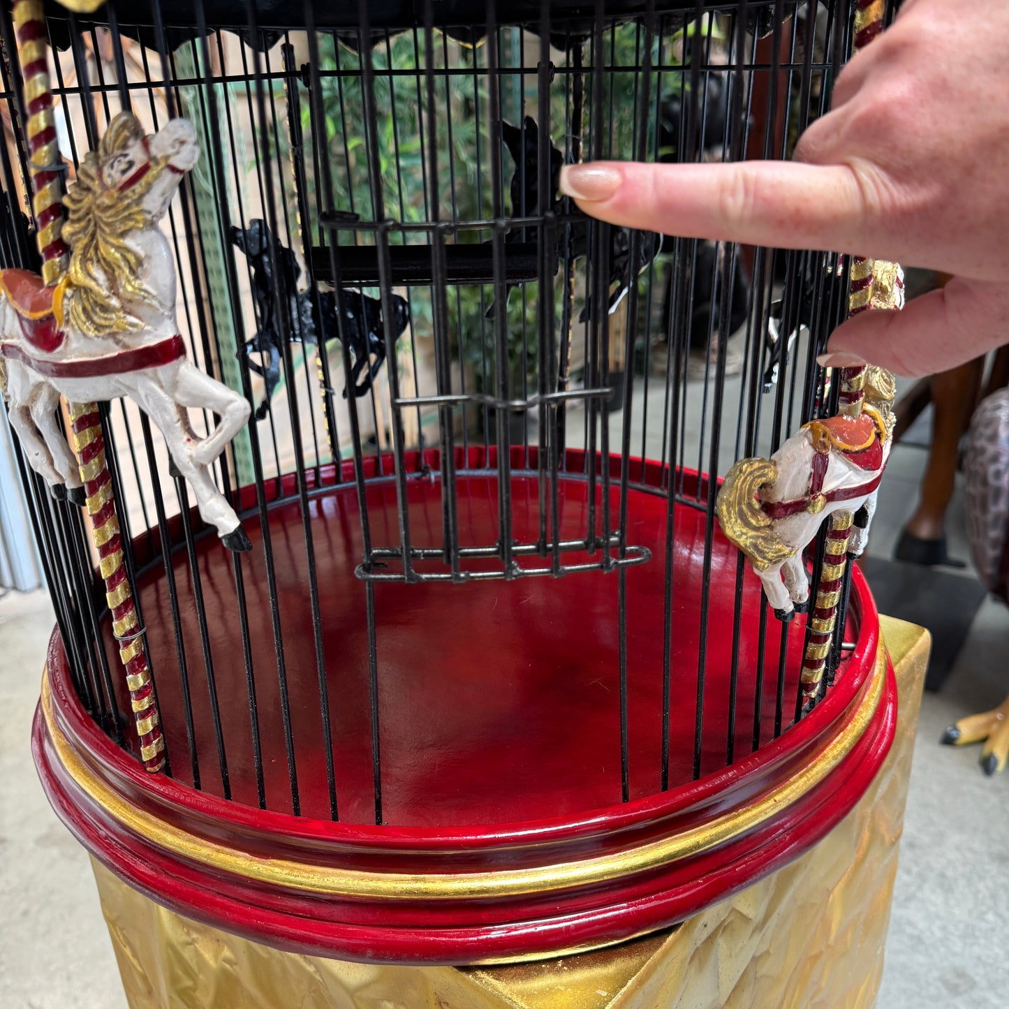 Hanging Birdcage Carousel Horse Statue