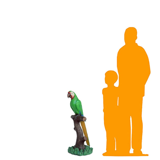 Green Macaw Parrot On Branch Statue A0195SG-BS-1000-A