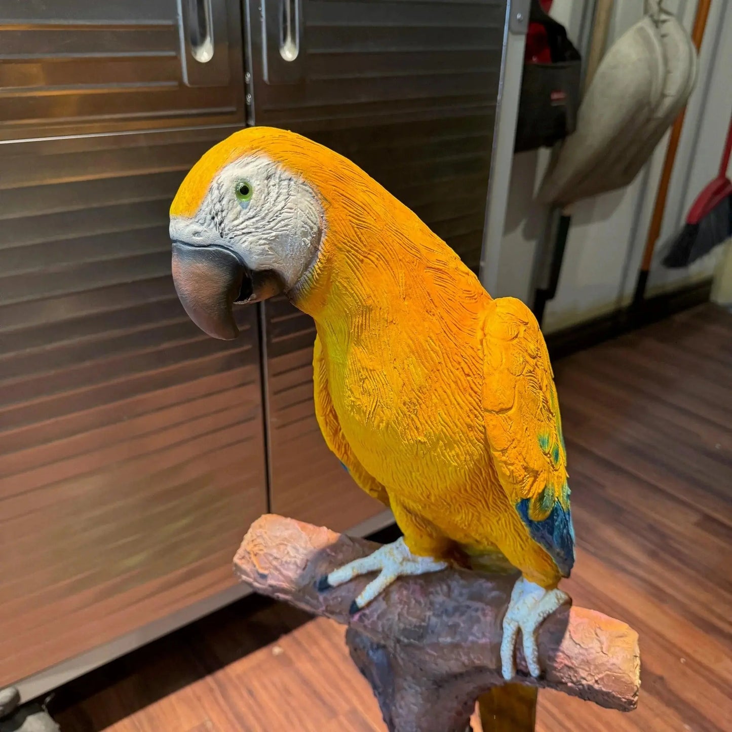 Yellow Macaw Parrot On Branch Statue A0790-MS-1000-A