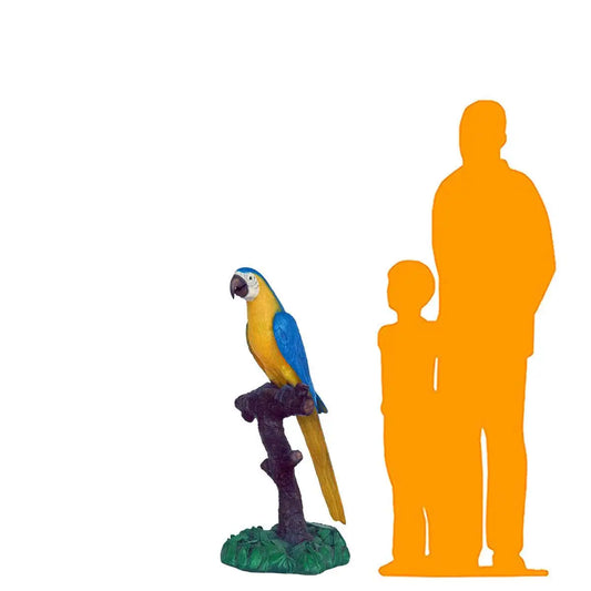 Blue Macaw Parrot On Branch Statue A0195SG-BS-1000-A