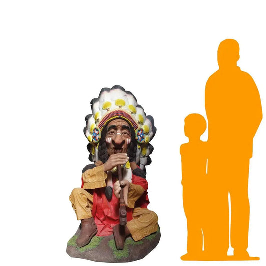 Indian Chief Smoking Statue LS280-C180-PT
